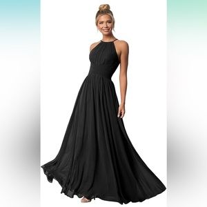 Clothfun Women's Halter Bridesmaid Dresses Long Chiffon Formal Dresses Evening